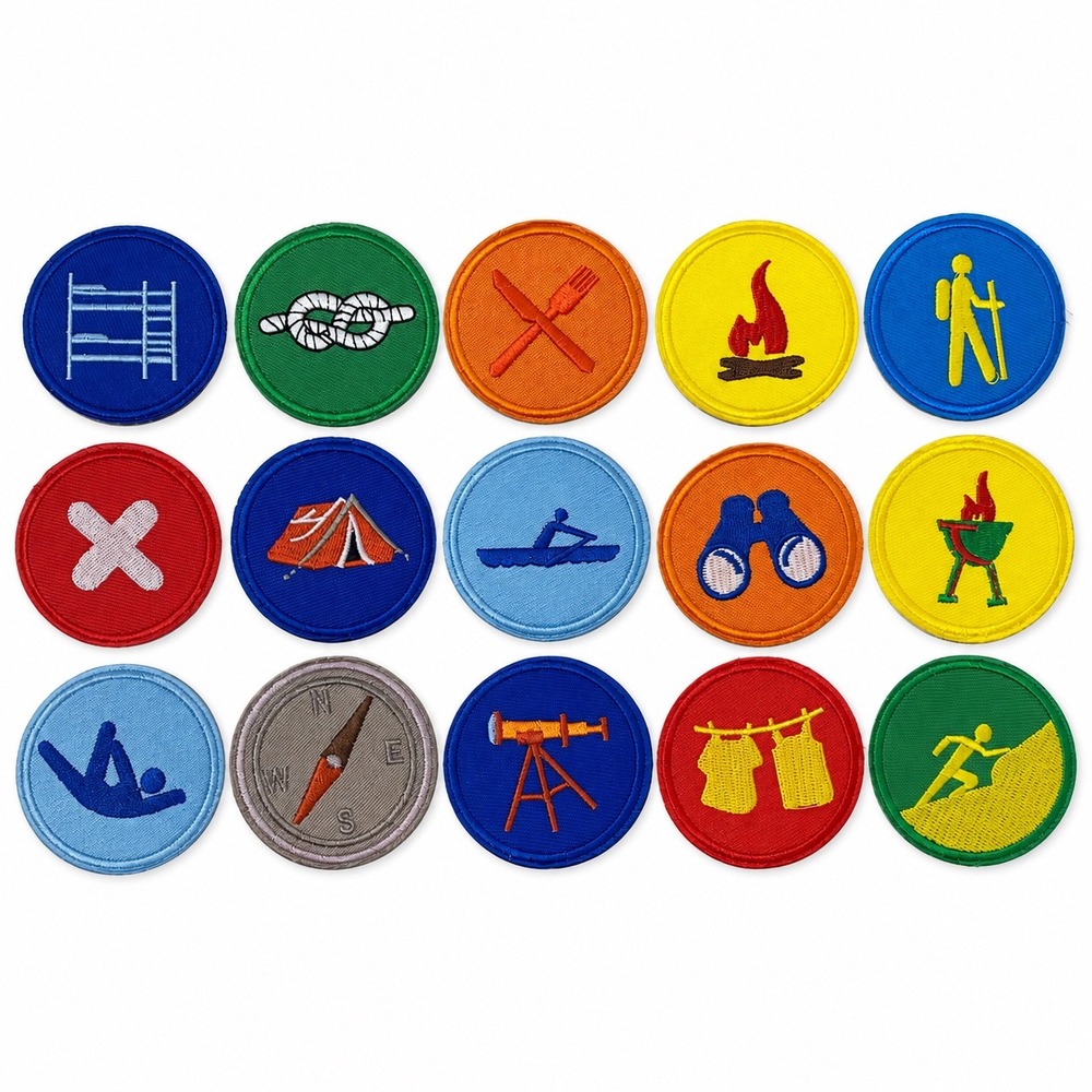 15pc Boy Scout Outdoor Adventure Merit Badge Iron On Embroidered Patch 2 inches